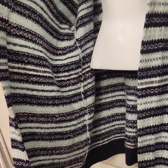 Talbots Plus Cardigan Open Front Stretch Navy Mint Teal White Fair Isle Print - Picture 8 of 12